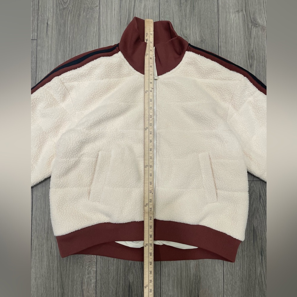 Free People FP Movement Fleecy Sherpa Scrunchy Pippa Jacket Cream Brown Medium‎ - Picture 3 of 12